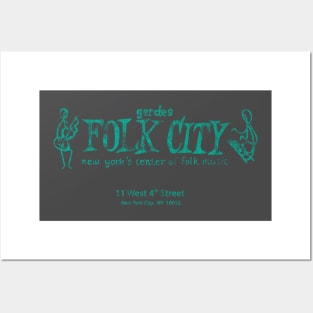 Folk City - distressed (turquoise) Posters and Art